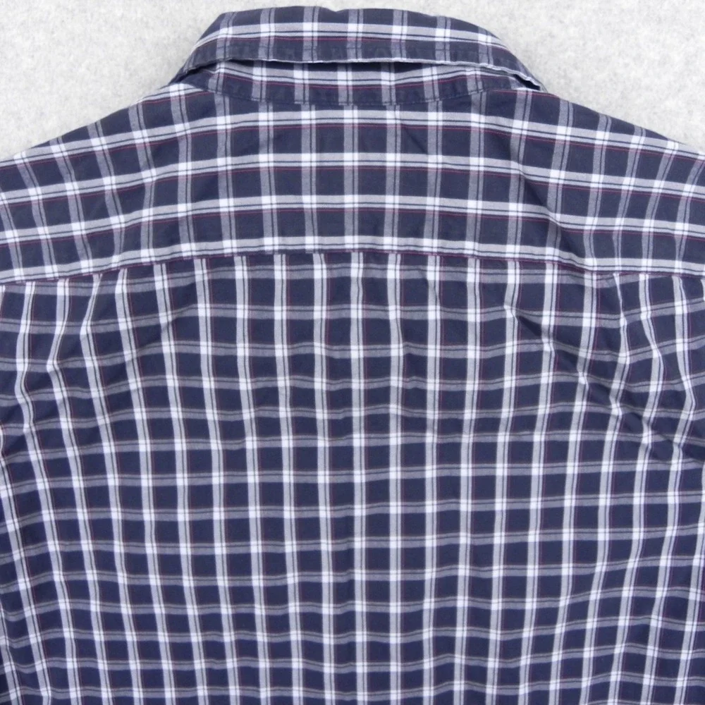 Banana Republic Shirt Mens Medium Standard Fit Button Up Blue Plaid Short Sleeve
